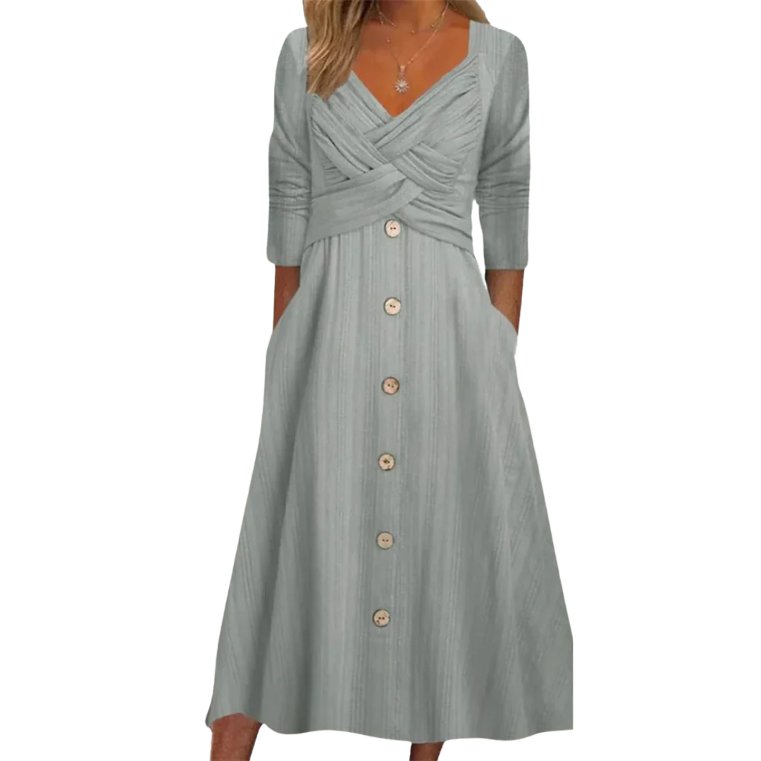 Christina | Pleated V-Neck Dress