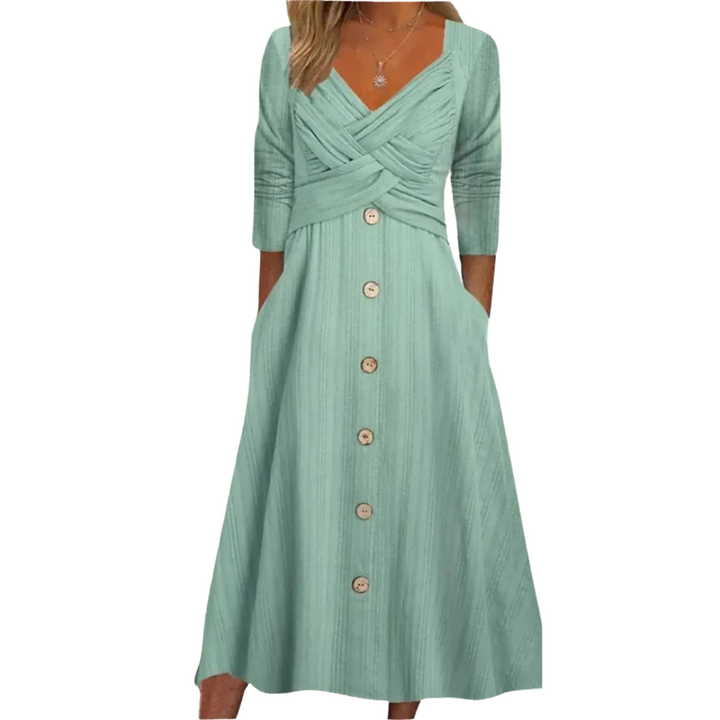 Christina | Pleated V-Neck Dress