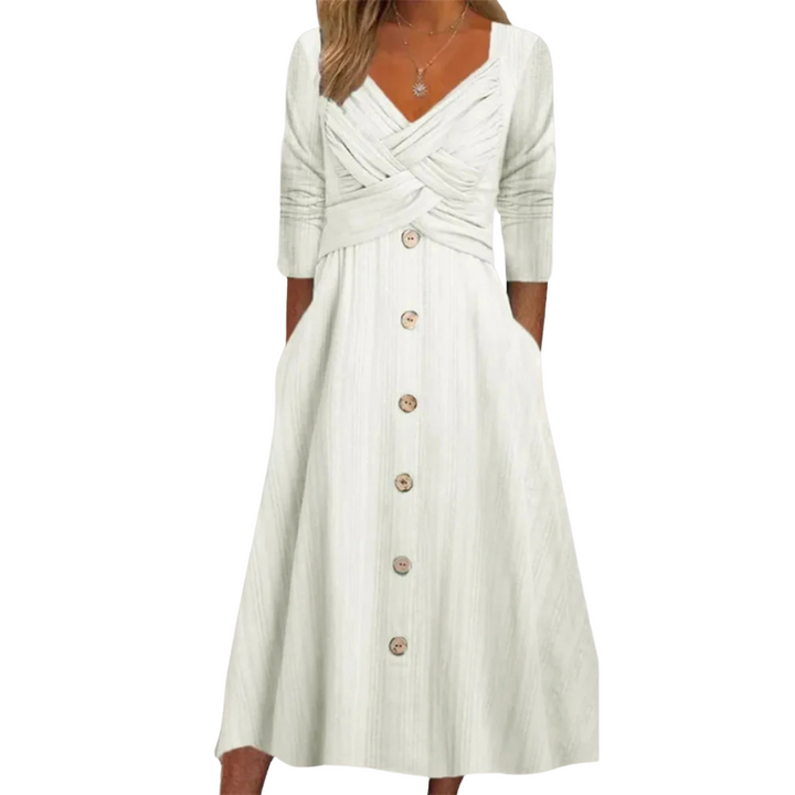 Christina | Pleated V-Neck Dress