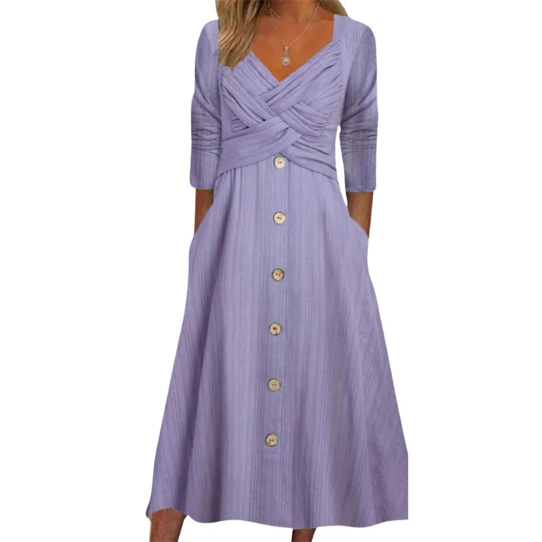 Christina | Pleated V-Neck Dress